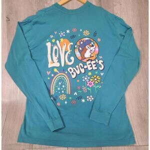 Buc-ees Long Sleeve T Shirt Teal Graphic Print Bucee's Beaver Rainbow Love #10
